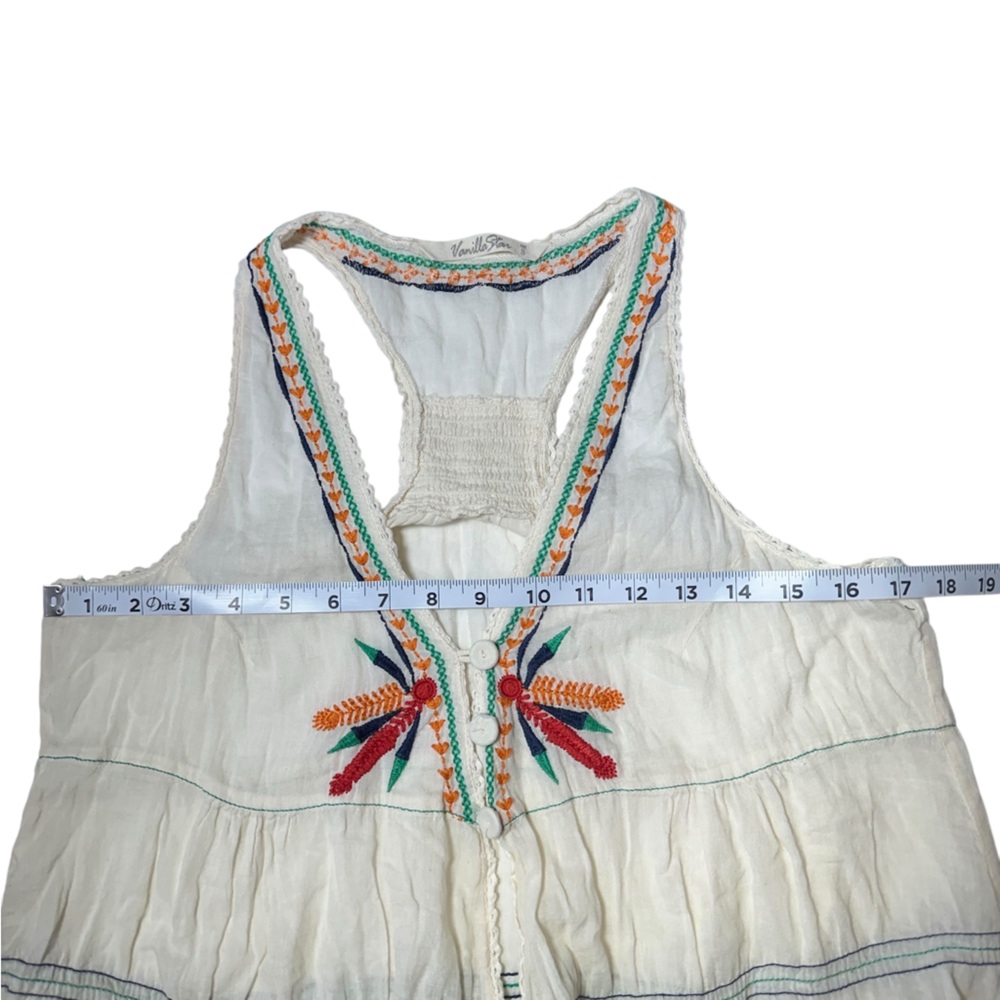 Vanilla Star Boho Bohemian Split Front Button Down Sleeveless Tank Top small - Picture 3 of 12
